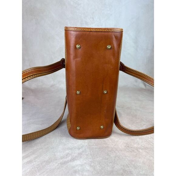 90s Dooney & Bourke Cabriolet British Brown Perforated Leather Satchel Shoulder - Picture 7 of 10